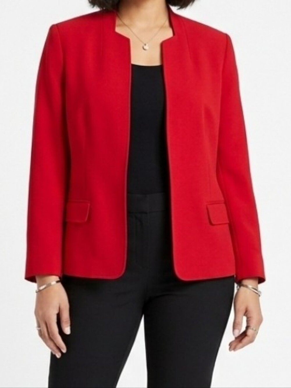 NWOT Black Label Evon Picone Womens Red 3/4 Sleeve Open Front Blazer Jacket 16